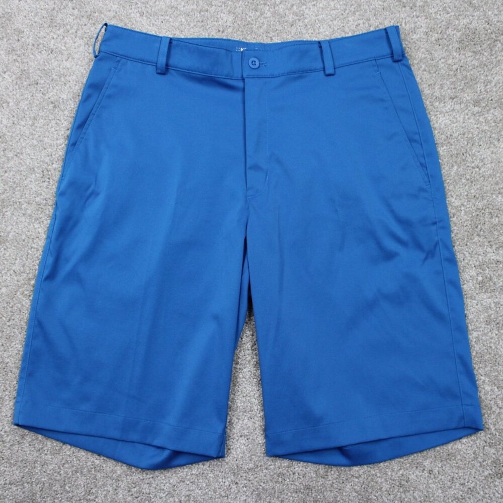 Nike Flat‎ Front Tech Shorts Mens 32 Blue Tour Performance Dri-Fit w/ 11" inseam